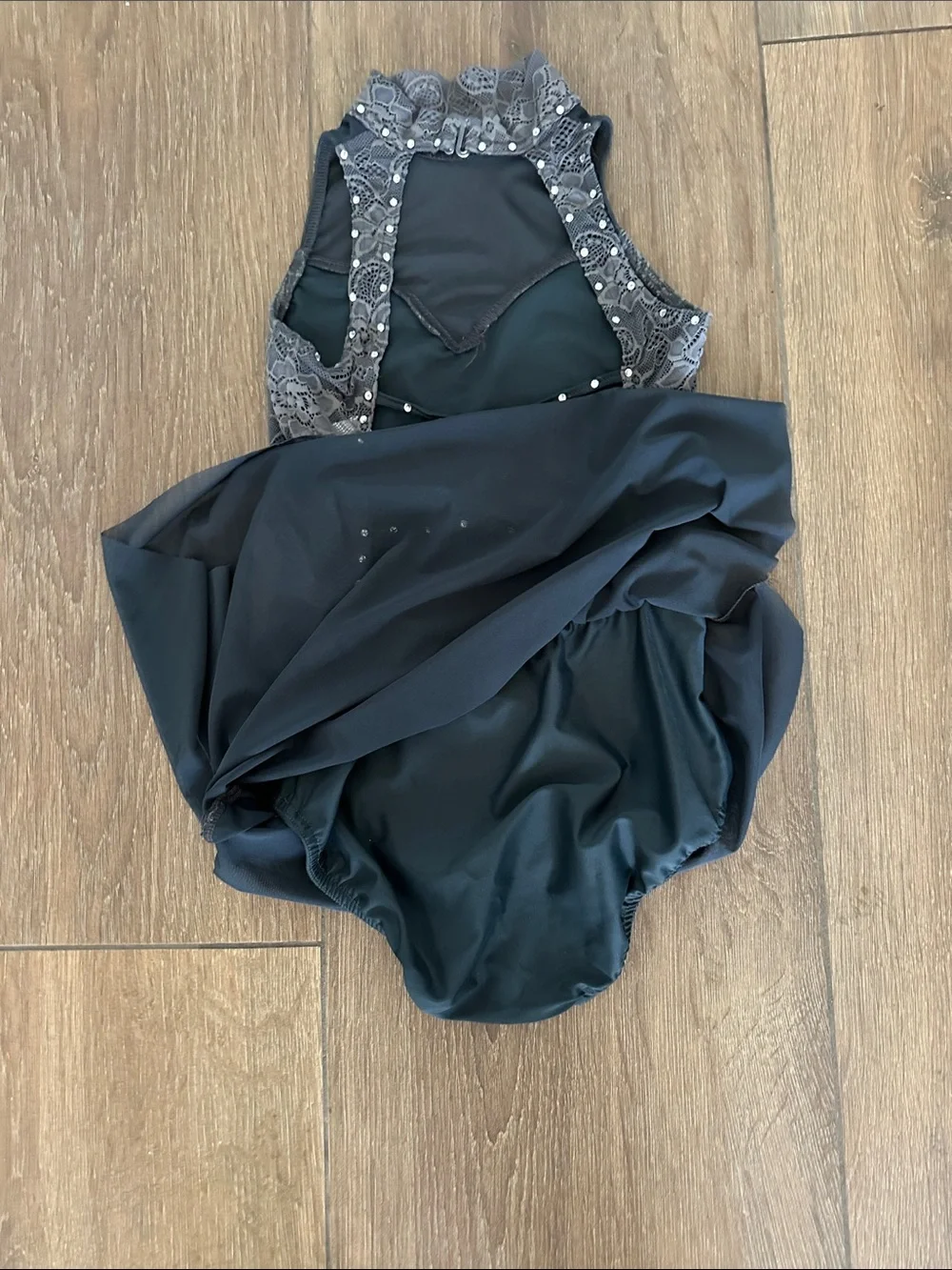 Reverence Elegant Black Lace Bodice Asymmetric dance, jazz , Halloween costume.